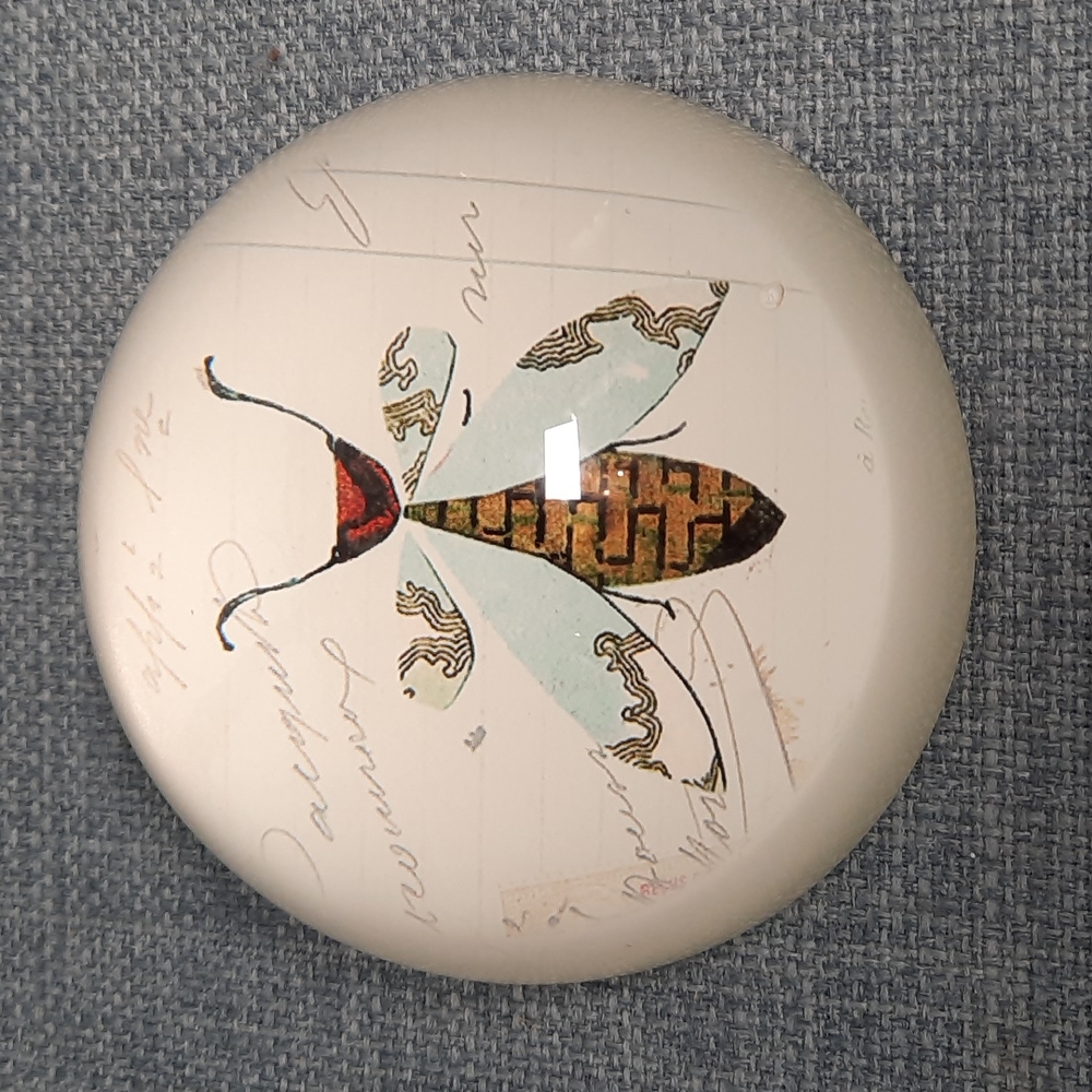 Glass Paperweight Honey Bumblebee Bee Round Writing Desk Accessory Teacher